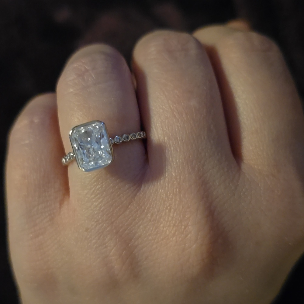 Melinda Maria Silver Ring with Clear Rectangular Stone